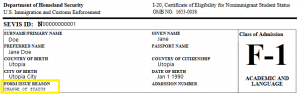 Change of Status on I-20