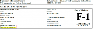 Initial Attendance I-20 sample